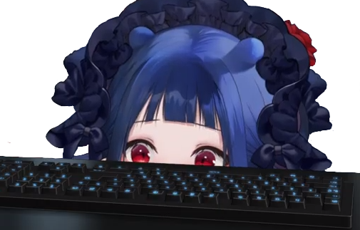 Dizzy Dokuro peeking over her keyboard